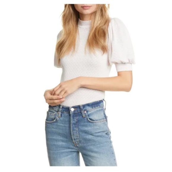 🆕Free People Good Luck Puffed Sleeve T-Shirt BNWT - Picture 1 of 7